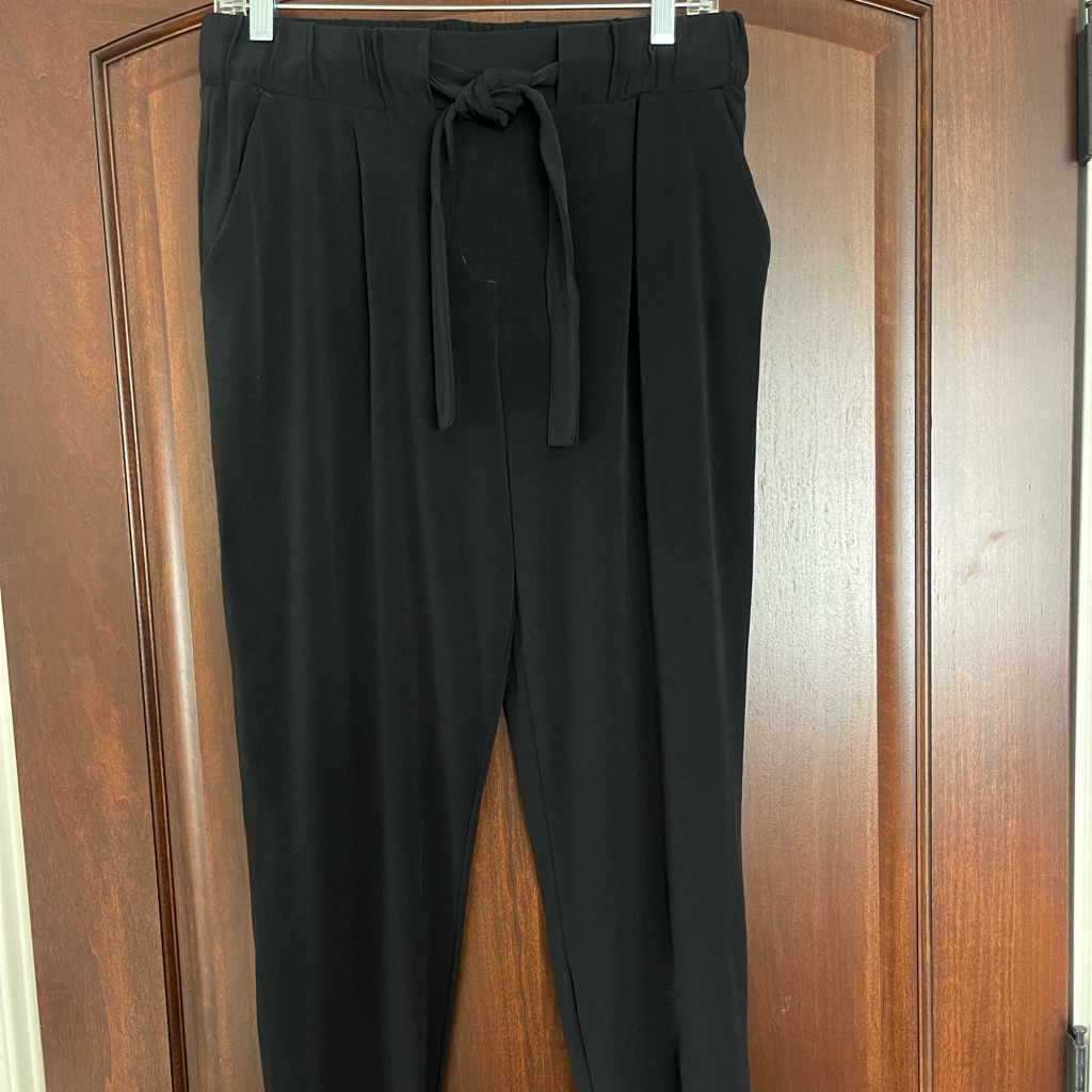 Express Drawstring Business Casual Mid Rise Black Ankle Pant